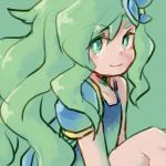  1girl big_hair cape final_fantasy final_fantasy_iv green_eyes green_hair hair_ornament leotard long_hair rydia solo sunagimo_(nagimo) very_long_hair younger 