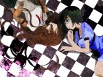  2girls checkered checkered_floor floor hiiro_(kikokico) lying makise_kurisu multiple_girls pantyhose shiina_mayuri steins;gate 