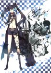  1girl absurdres aqua_eyes arm_cannon bad_id belt black_gold_saw black_hair black_rock_shooter black_rock_shooter_(character) boots dead_master highres long_hair scar senano-yu solo star strength_(black_rock_shooter) twintails weapon 