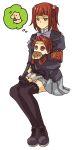  1boy 1girl black_legwear brother_and_sister eating hair_bobbles hair_ornament hamster lap lowres mikawa_(xxcrisp) red_eyes redhead siblings simple_background sitting sitting_on_lap sitting_on_person size_difference thigh-highs thought_bubble umineko_no_naku_koro_ni ushiromiya_ange ushiromiya_battler white_background xxcrisp younger zettai_ryouiki 