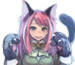  1girl animal_ears blue_hair cat_ears cat_paws cat_tail multicolored_hair paws pink_hair purple_hair shigi_0 simple_background solo tail white_background 