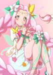  blush cure_felice flower long_hair mahou_girls_precure! mahou_shoujo pink_eyes pink_hair smile twin_braids 