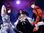  3boys bow_(weapon) drifters eyepatch full_moon male_focus moon multiple_boys nasu_no_yoichi oda_nobunaga oda_nobunaga_(drifters) shimazu_toshihisa weapon 