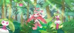  alolan_exeggutor bounsweet dartrix exeggutor fomantis jungle lurantis nature palm_tree pink_eyes pokemon pokemon_(creature) pokemon_(game) pokemon_sm samsung_(yuzuikka) steenee tree tsareena 