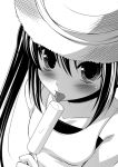  casual hat hazuki_(etcxetc) k-on! licking monochrome nakano_azusa popsicle 