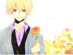  1boy blonde_hair flower kagamine_len smile solo violet_eyes vocaloid 