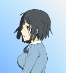  1girl black_hair bob_cut brown_eyes durarara!! glasses school_uniform short_hair solo sonohara_anri zero_(19851107) 