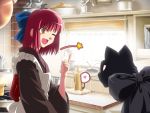  00s 1girl apron bloom bow cat game_cg hair_bow heart japanese_clothes kimono kitchen kohaku len len_(cat) maid maid_apron melty_blood official_art one_eye_closed redhead ribbon short_hair smile star takeuchi_takashi tsukihime type-moon wink yellow_eyes 