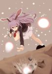  1girl action animal_ears female mieharu necktie purple_hair rabbit_ears red_necktie reisen_udongein_inaba solo touhou 