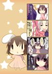  4koma :&lt; =_= animal_ears blush breast_envy breasts chibi comic female inaba_tewi kujiran rabbit_ears reisen_udongein_inaba touhou translated translation_request turn_pale yagokoro_eirin |_| 