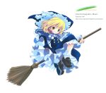  1girl absurdres blonde_hair broom female hat highres kirisame_marisa pop short_hair simple_background solo touhou white_background witch witch_hat yellow_eyes 
