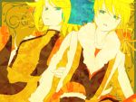  blonde_hair brother_and_sister green_eyes kagamine_len kagamine_rin siblings twins vocaloid 