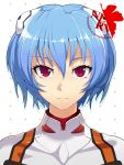  1girl armcho ayanami_rei blue_hair close-up female neon_genesis_evangelion nerv plugsuit portrait red_eyes short_hair solo upper_body white_background 