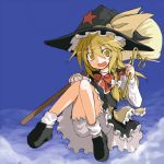 artist_request blonde_hair bloomers broom female hat kirisame_marisa poto_(relax_time) sky touhou underwear witch_hat 