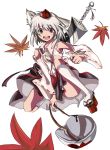  1girl detached_sleeves female geta inubashiri_momiji miyashu silver_hair solo touhou 