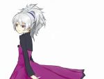  1girl darker_than_black dress ponytail resizing_artifacts silver_hair solo violet_eyes yin 