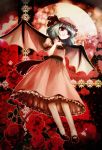  awa_toka bat_wings blue_hair female flower footwear hat mary_janes moon red_eyes remilia_scarlet rose shoes short_hair socks touhou wings 