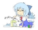  (9) bad_id blue_hair cirno food kazetto lowres ribbon shaved_ice the_embodiment_of_scarlet_devil touhou wings 