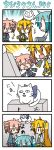  /\/\/\ 0_0 4koma :3 akita_neru asymmetrical_hair blonde_hair blue_eyes cat chibi chibi_miku comic detached_sleeves drill_hair hatsune_miku kasane_teto long_image minami_(colorful_palette) redhead ribbon side_ponytail silent_comic tall_image triple_baka_(vocaloid) twin_drills twintails utau vocaloid voyakiloid yowaneko |_| 