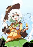  1girl ario female food green_eyes hat komeiji_koishi popsicle short_hair silver_hair solo touhou 