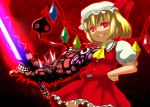  1girl akira blonde_hair evil female flandre_scarlet hat mutation parody pixiv ponytail red_eyes short_hair side_ponytail solo soubi sword the_embodiment_of_scarlet_devil touhou weapon wings 