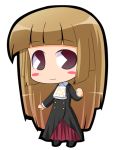  bangs blonde_hair blunt_bangs brown_hair chibi dress hime_cut lowres pac-man_eyes suntail umineko_no_naku_koro_ni ushiromiya_rosa 