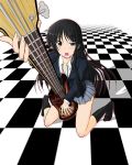  1girl akiyama_mio bass_guitar checkered female instrument k-on! school_uniform solo su-35_(artist) 
