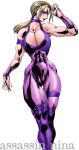  blonde_hair breasts catsuit center_opening cleavage huge_breasts large_breasts muscle nina_williams tekken yuri_ai 