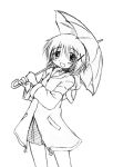  hidamari_sketch kumichi monochrome raincoat sketch umbrella yuno 