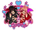  2girls alternate_color arc_system_works black_hair blonde_hair dizzy dual_persona guilty_gear multiple_girls red_eyes tail 