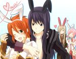  2boys 2girls animal_ears closed_eyes estellise_sidos_heurassein heart heart_of_string kurot luke_fon_fabre multiple_boys multiple_girls one_eye_closed rabbit_ears tales_of_(series) tales_of_the_abyss tales_of_vesperia tear_grants wink yuri_lowell 