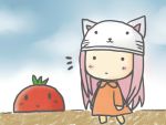  cat_hat hat megurine_luka megurine_luka_(toeto) miyo_(scarlet) solo toeto_(vocaloid) tomato vocaloid 