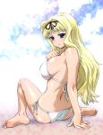  bikini blonde_hair breasts feet kusugawa_sasara large_breasts looking_back solo swimsuit to_heart_2 ueyama_michirou 
