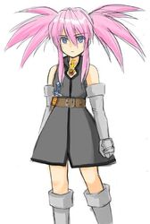  blue_eyes dagger elbow_gloves expressionless gloves pink_hair presea_combatir tales_of_(series) tales_of_symphonia traditional_media twintails weapon 