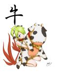  breath_of_fire_v cow cow_girl cow_print cowgirl green_hair hebimei_masayoshi hebina_masayoshi nina_(breath_of_fire_v) nina_v short_hair stuffed_animal stuffed_toy translated 