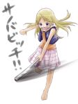  barefoot blonde_hair blue_eyes ichigo_mashimaro long_hair skirt striped translated uta_(kuroneko) 
