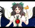  blush cake eyes food kuze pastry red_eyes reiuji_utsuho ribbon touhou wallpaper wings 