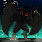  city cityscape cryptid headless monster mothman night red_eyes space_jin wings 