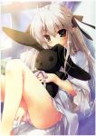  1girl absurdres ahoge blonde_hair blush brown_eyes chikotam chikotamu hair_ribbon highres kasugano_sora long_hair panties pink_panties ribbon side-tie_panties solo stuffed_animal stuffed_bunny stuffed_toy underwear white_hair yosuga_no_sora 