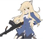  1girl animal_ears blonde_hair crotch_seam female glasses gun machine_gun open_mouth panties panties_under_pantyhose pantyhose perrine_h_clostermann sakana solo strike_witches tail torn_clothes torn_pantyhose underwear uniform weapon yellow_eyes 