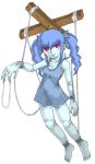  barefoot blue_hair doll feet kenkou_cross lowres marionette monster_girl puppet red_eyes twintails 