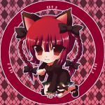  animal_ears bad_id braid cat_ears chibi female kaenbyou_rin long_hair nonoko red_eyes redhead ribbon touhou twin_braids yuuka_nonoko 