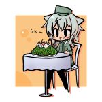  1girl animal_ears chibi food giuseppina_ciuinni hat lowres luu solo strike_witches translated translation_request world_witches_series 