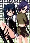  2girls absurdres blue_eyes blue_hair chrome_dokuro d.gray-man eyepatch highres katekyo_hitman_reborn lenalee_lee multiple_girls purple_hair violet_eyes 