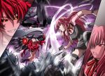  00s 2girls amaha_masane battle black_sclera crossover elfen_lied epic grin horns kaede_(character) lucy multiple_girls pink_hair red_eyes redhead smile steed_(steed_enterprise) vectors witchblade 