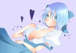  1girl blue_eyes blue_hair bow breasts cirno cleavage female heart large_breasts ribbon short_hair solo the_embodiment_of_scarlet_devil touhou yuuutsu_kamo 