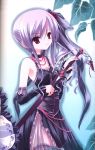  1girl absurdres dress duel_dolls female highres leaf pink_eyes ponytail purple_hair solo sword tinker_bell weapon 