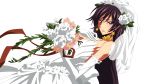  absurdres blush bouquet bridal_veil bride code_geass crossdressinging dress flower highres lelouch_lamperouge long_hair luluko transparent_background trap vector_trace veil wedding_dress 