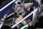  1girl aliasing character_name energy_sword genderswap general_grievous lightsaber mecha_musume midriff multi_wielding multiple_arms multiple_wielding navel open_mouth personification smile solo star_wars sword weapon yone88 yonezuka_ryou 