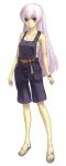  1girl alternate_costume ar_tonelico ar_tonelico_i ar_tonelico_ii belt blue_eyes braid female full_body gust long_hair nagi_ryou official_art overalls sandals scan shurelia simple_background solo tank_top twin_braids white_hair 